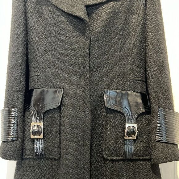 Ross Mayer Black Boucle Wool Lined Winter Coat Size 4 - Picture 3 of 16